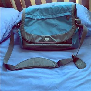 Tumi dusty blue ballistic nylon messenger bag